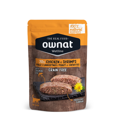 OWNAT Pollo y langostinos para gato