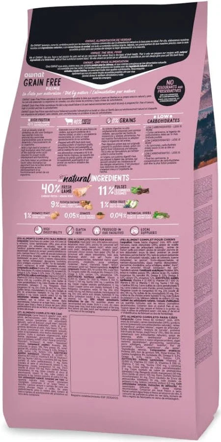 OWNAT Pienso Sin Cereales De Cordero Para Perros Pequeños